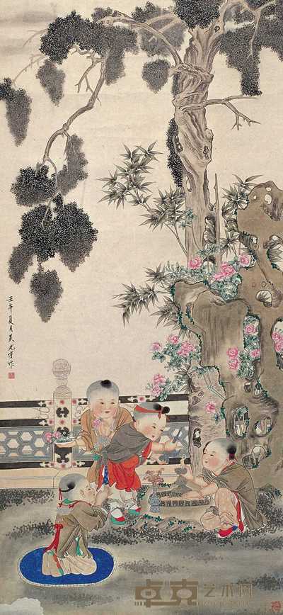 吴光宇 童子图 立轴 125×58cm